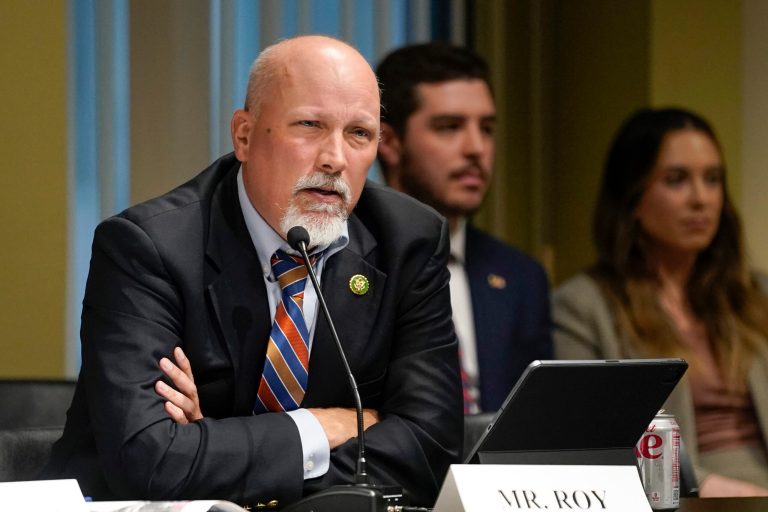 Rep. Chip Roy, R-Texas, speaks during a House Judiciary Committee Field Hearing, Monday, April 17, 2023, in New York. (AP Photo/John Minchillo)