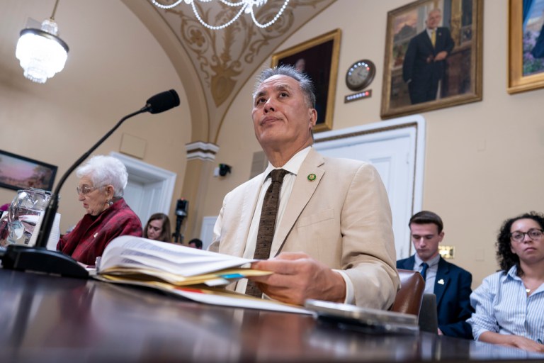 Rep. Mark Takano (D-CA) testifies at the Capitol in Washington, Monday, April 17, 2023.