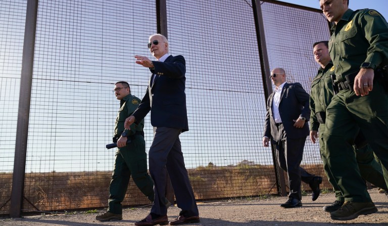 President Joe Biden walks along a stretch of the U.S.-Mexico border in El Paso, Texas, Jan. 8, 2023. 
