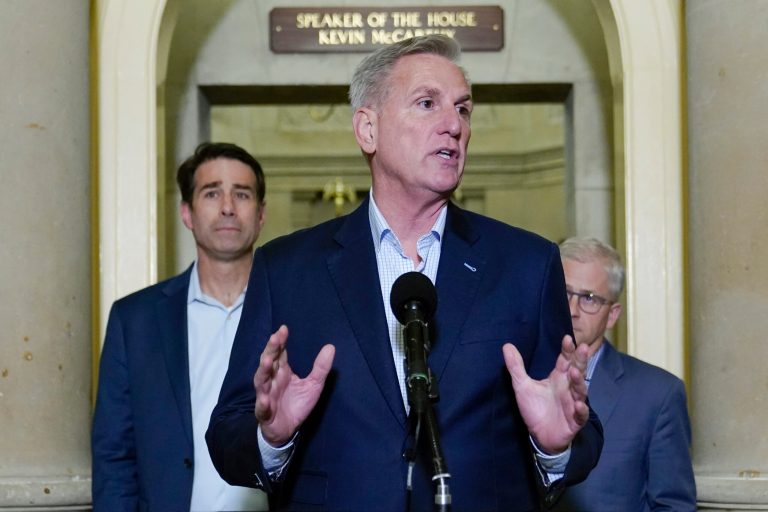 House Speaker Kevin McCarthy of Calif., speaks during a news conference after President Joe Biden and McCarthy reached an 