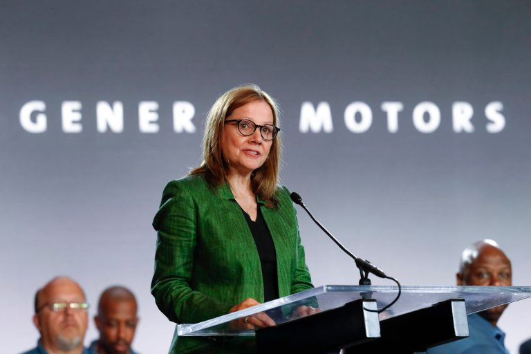 Mary Barra speaks during the opening of contract talks with the United Auto Workers.