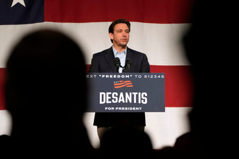 Republican presidential candidate Florida Gov. Ron DeSantis speaks during a campaign event, Tuesday, May 30, 2023, in Clive, Iowa. 