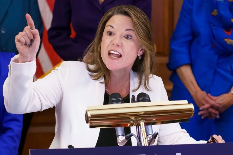 Rep. Angie Craig (D-MN) speaks during an event at the Capitol in Washington, July 20, 2022.