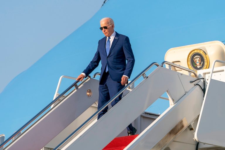 President Joe Biden arrives at Andrews Air Force Base, Maryland, Thursday, June 1, 2023, to travel back to the White House after attending the 2023 United States Air Force Academy Graduation Ceremony in Colorado Springs, Colorado.
