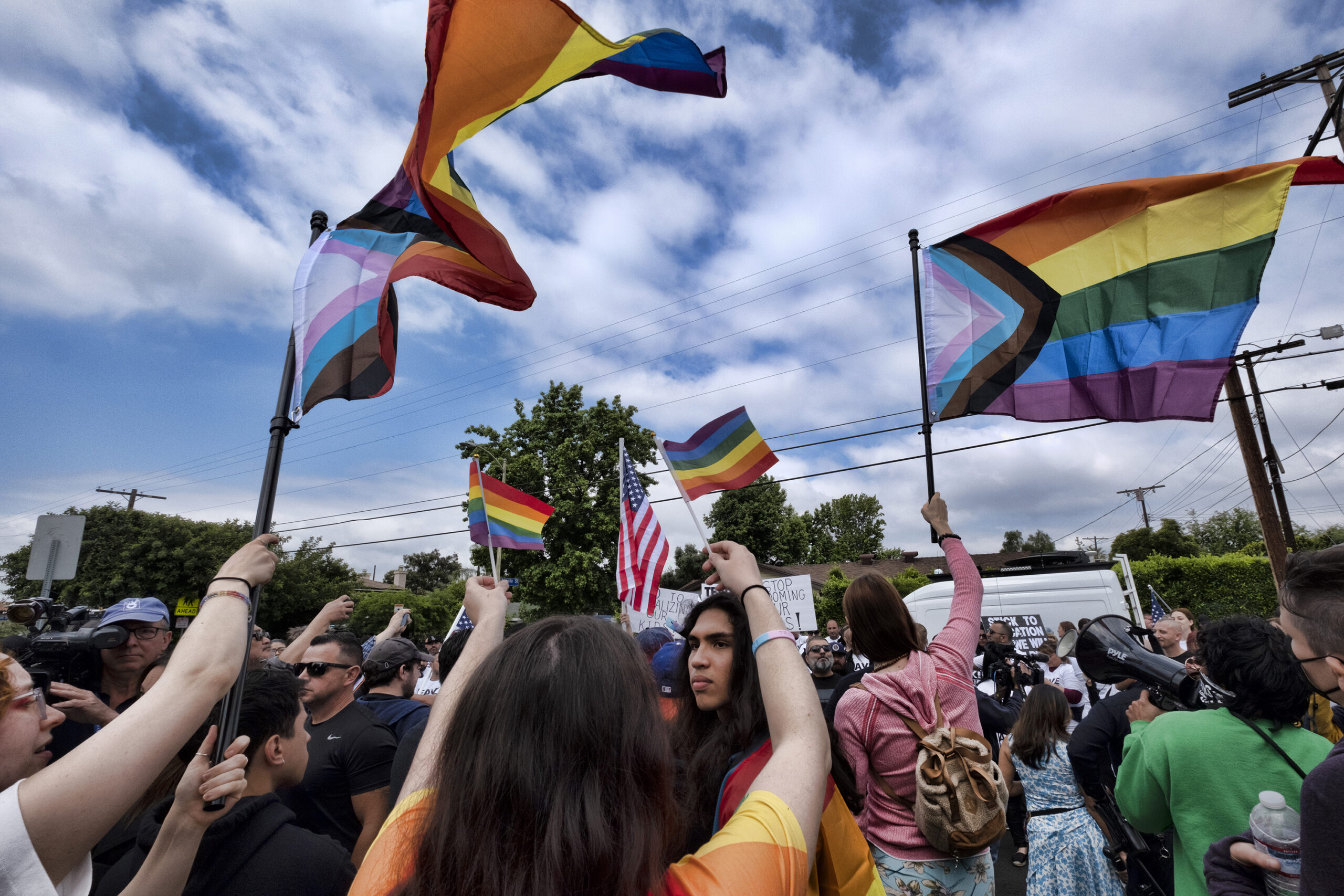 California parents clash outside elementary school’s Pride Month event