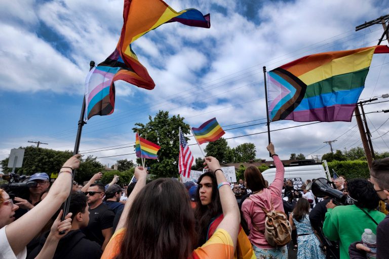 California parents clash outside elementary school’s Pride Month event