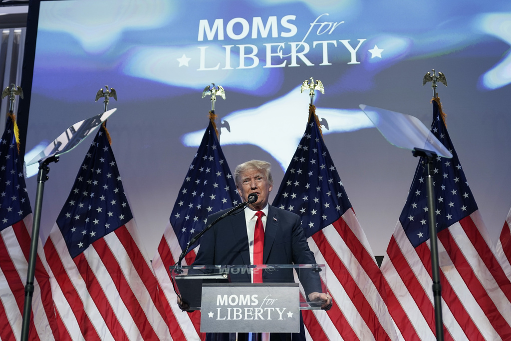 Donald Trump vows to take on ‘Marxist lunatics and perverts’ in Moms for Liberty speech