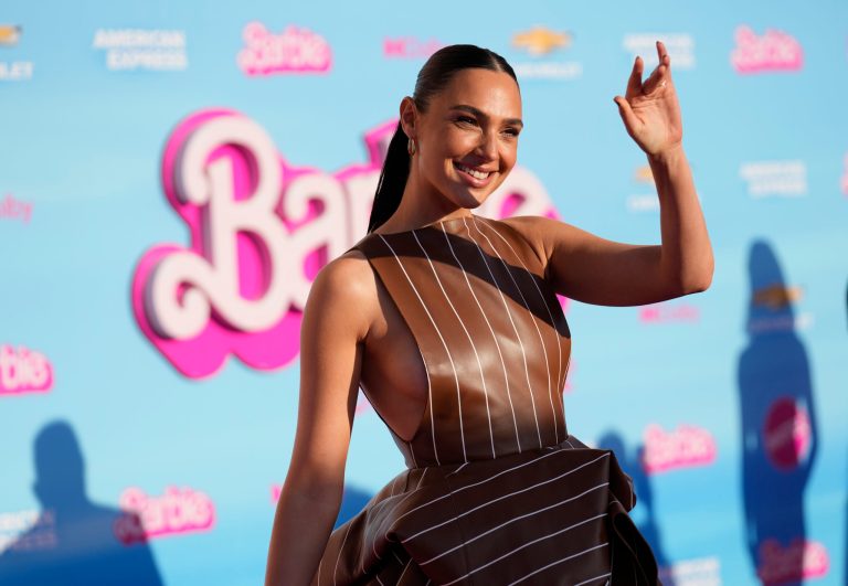 Gal Gadot arrives at the premiere of Barbie.