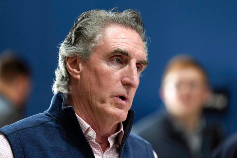 Republican presidential candidate North Dakota Gov. Doug Burgum speaks during a town hall meeting with employees at Rueter's Equipment, June 9, 2023, in Elkhart, Iowa. 