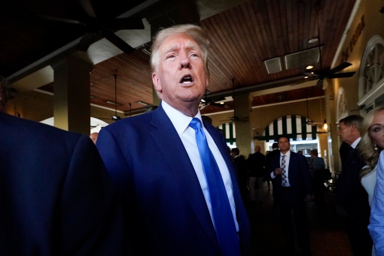 Former President Donald Trump visits CafÃ© du Monde in New Orleans, July 25, 2023. Lawyers for Trump were meeting with members of special counsel Jack Smithâs team on July 27 as a potential indictment looms.