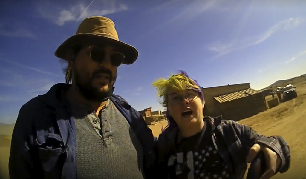 In this image from video provided by the Santa Fe County Sheriff's Office, movie set armorer Hannah Gutierrez-Reed, right, speaks with a sheriffâs deputy as a colleague stands next to her on the set of the western movie âRust,â shortly after the fatal shooting of cinematographer Halyna Hutchins by Alec Baldwin during a rehearsal, Oct. 21, 2021, in New Mexico. On Friday, Aug. 4, 2023, Gutierrez-Reed agreed to forgo a preliminary hearing that would have provided court testimony from dozens of people, including eyewitnesses to the shooting.