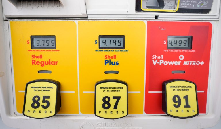 The per-gallon price is displayed electronically at the pump of a Shell station, July 5, 2023, in Englewood, Colo. The national average for gas prices stood at about $3.82 a gallon on Thursday, Aug. 3 â about 29 cents higher than that seen one month ago, according to motor club AAA. 