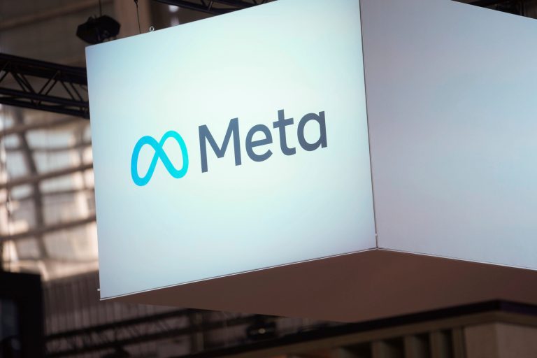 The Meta logo is seen at the Vivatech show in Paris on June 14, 2023.