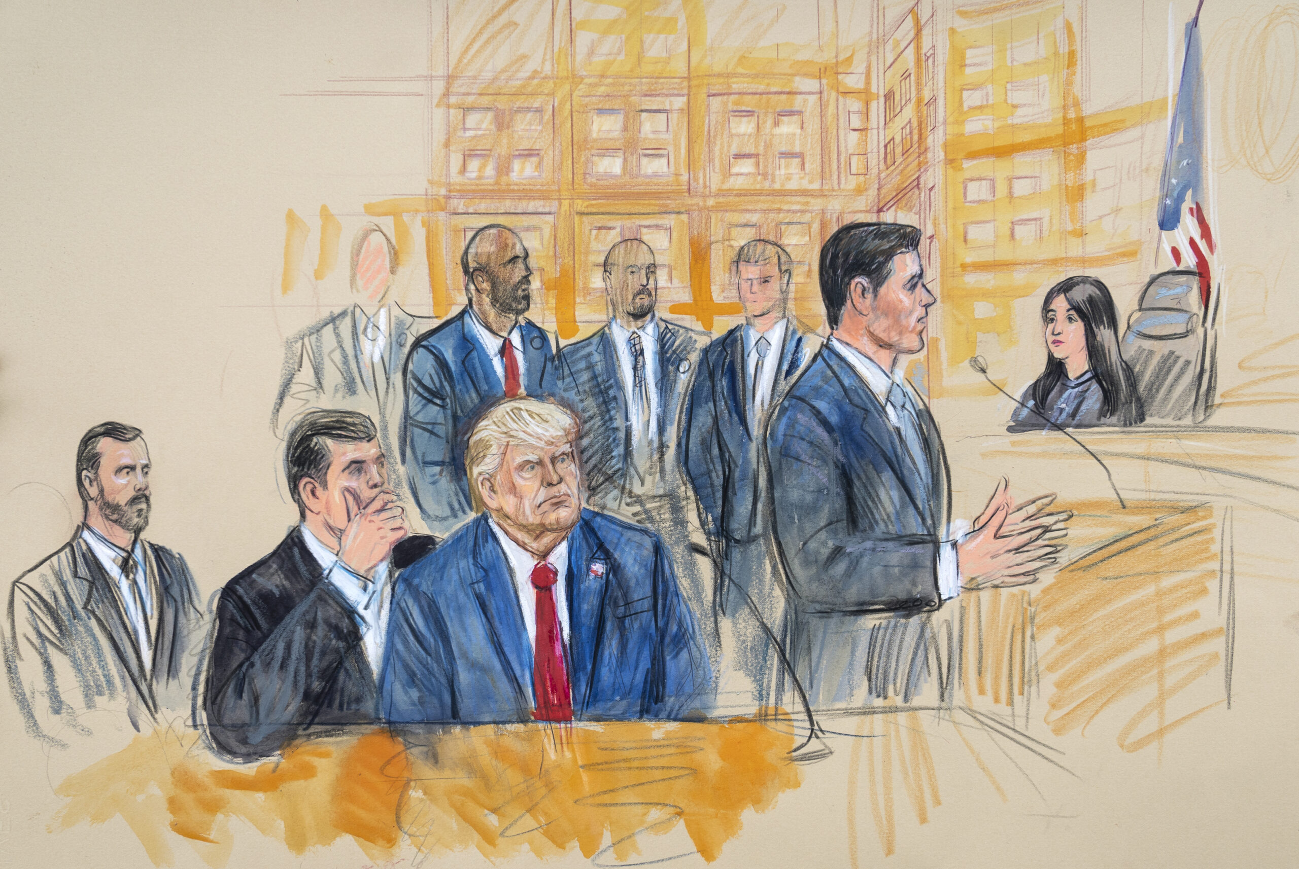 Donald Trump, Todd Blanche, John Lauro, Moxila Upadhyaya, Jack Smith