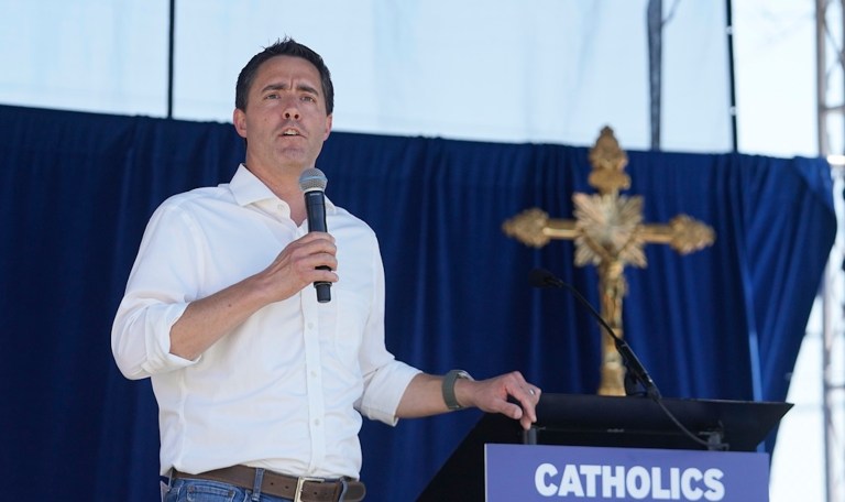 Ohio's Secretary of State Frank LaRose speaks during a 