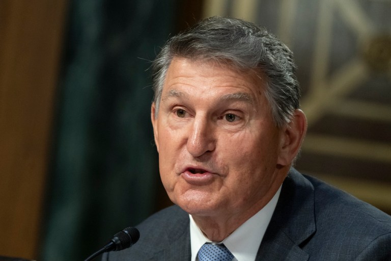 FILE - Sen. Joe Manchin (D-WV) speaks during a Senate Appropriations Committee hearing, July 11, 2023, on Capitol Hill in Washington.