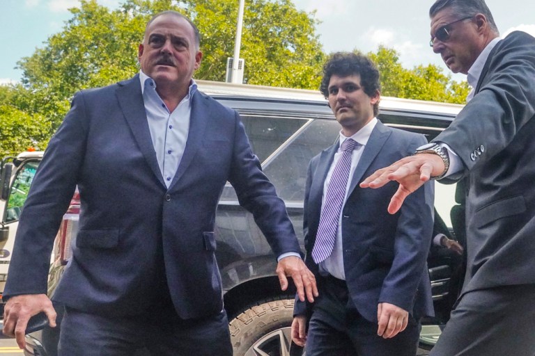 FTX founder Sam Bankman-Fried arrives at Manhattan federal court, Friday, Aug. 11, 2023, in New York.