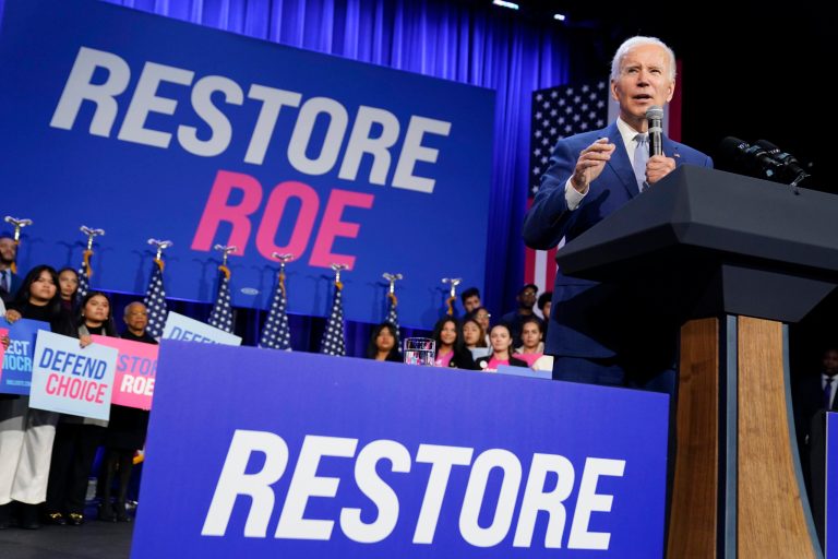 President Joe Biden speaks about abortion access during a Democratic National Committee event at the Howard Theatre, Oct. 18, 2022, in Washington.