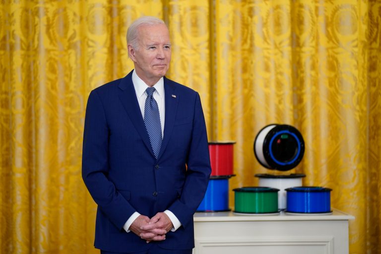 President Joe Biden listens during an event about high-speed internet infrastructure in the East Room of the White House, Monday, June 26, 2023, in Washington.