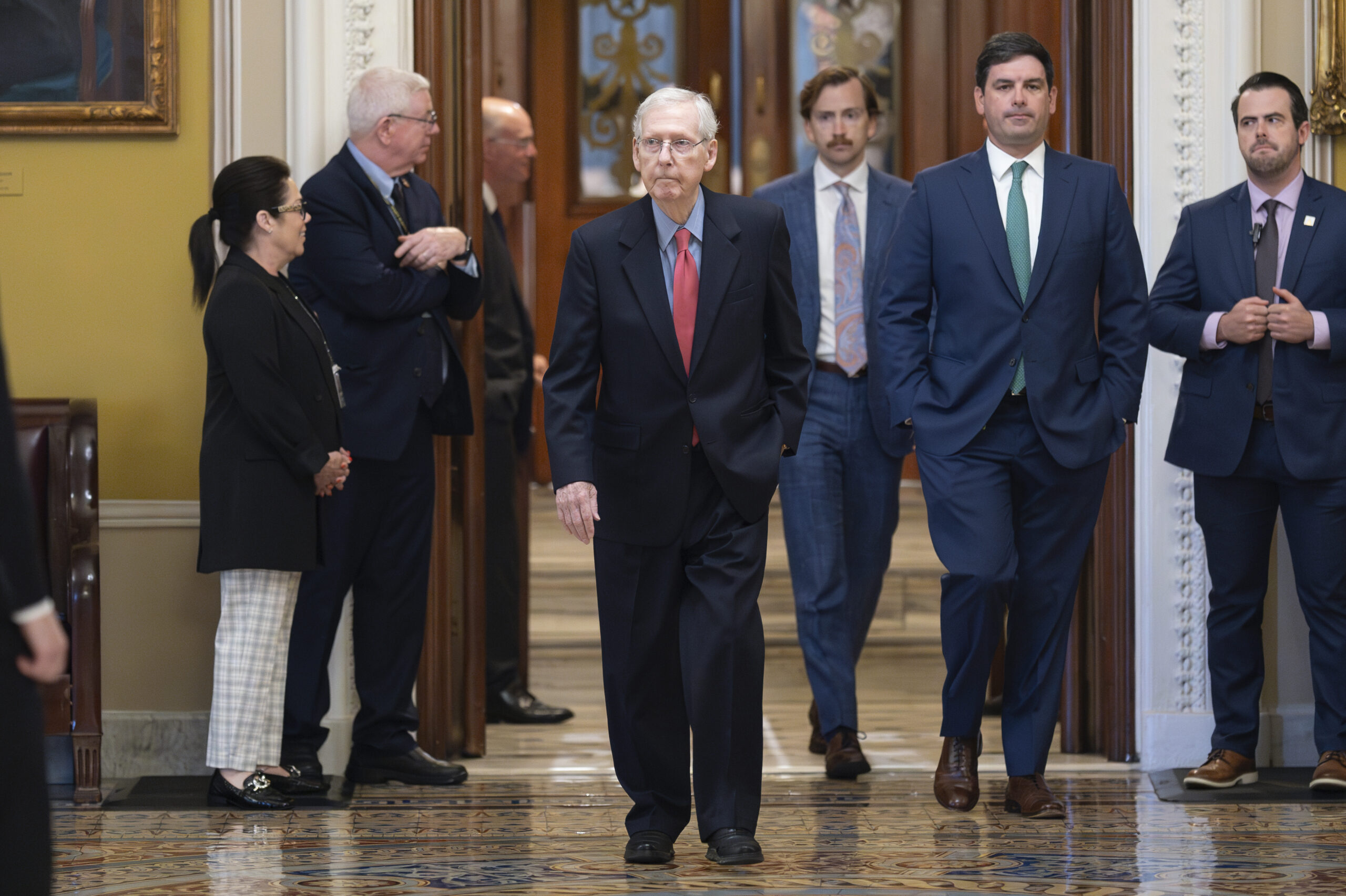 McConnell addresses health in first GOP senators meeting since freezing episode