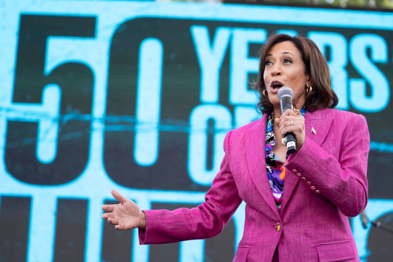 Vice President Kamala Harris speaks at a 50th anniversary celebration of hip-hop at the vice president's residence, Saturday, Sept. 9, 2023, in Washington.