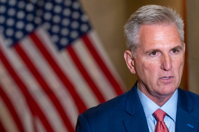 Speaker of the House Kevin McCarthy (R-CA) speaks at the Capitol in Washington on Tuesday, Sept. 12, 2023. 