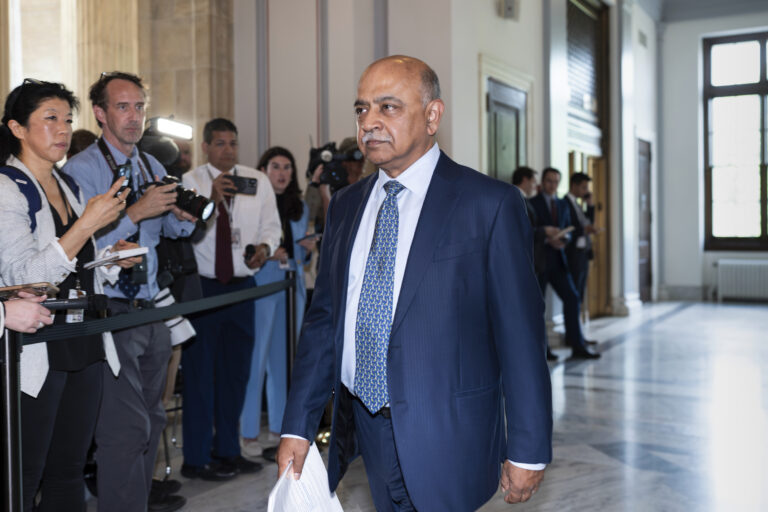 Arvind Krishna, CEO of IBM, arrives at the Capitol in Washington, Wednesday, Sept. 13, 2023.