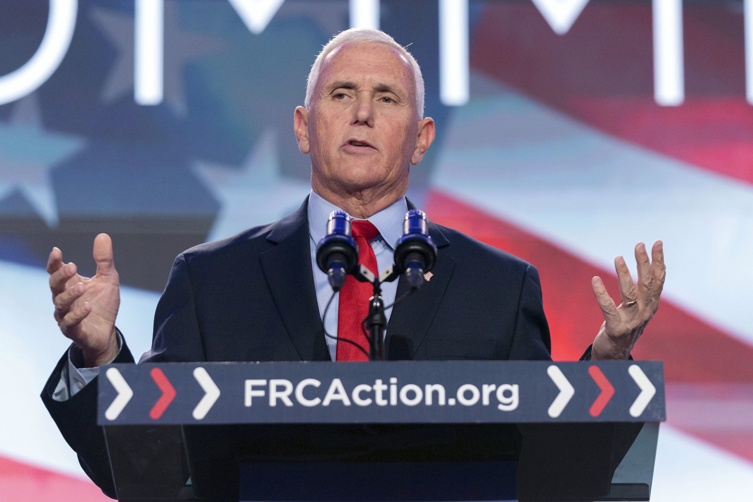 Pence says Trump ‘walked away from American leadership’ while likening several of his policies to Biden