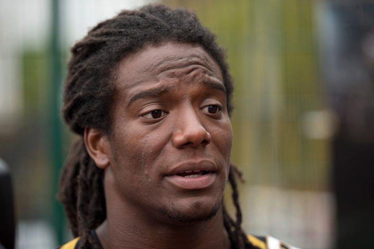 Jacksonville Jaguars safety Sergio Brown speaks during an NFL event for kids in south London, Wednesday, July 15, 2015. Authorities searched Monday, Sept. 18, 2023, for the former NFL player after his 73-year-old mother's body was found near a creek behind her suburban Chicago home. 