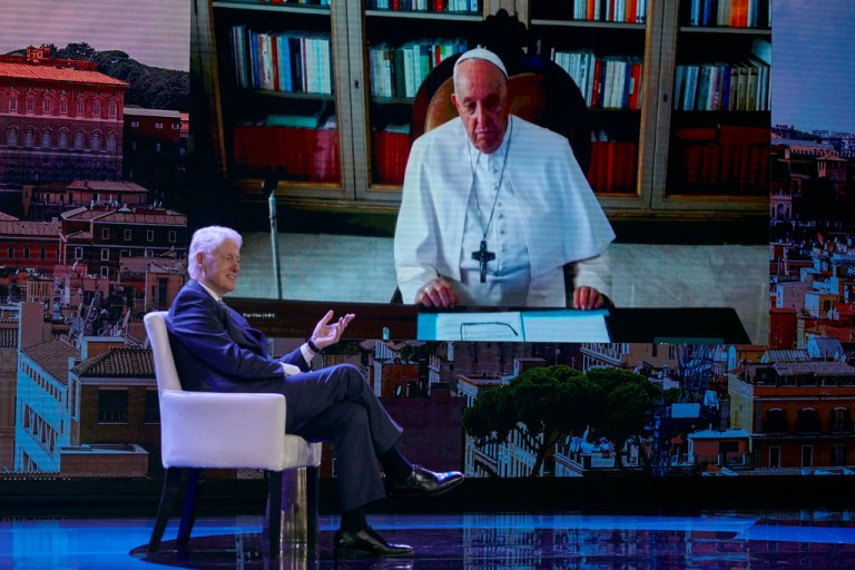 Pope Francis speaks at Clinton summit on fighting climate change ‘before it’s too late’