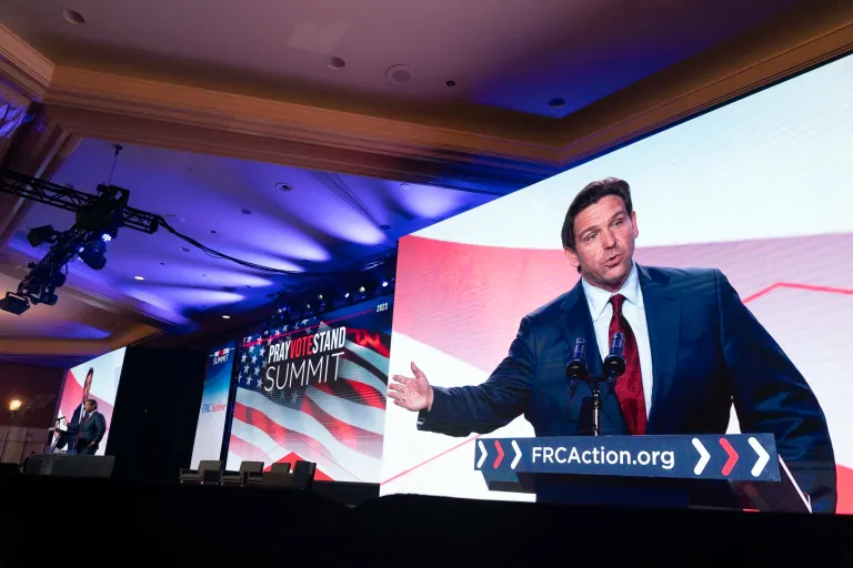 Gov. Ron DeSantis (R-FL) speaks during the Pray Vote Stand Summit on Friday, Sept. 15, 2023, in Washington.