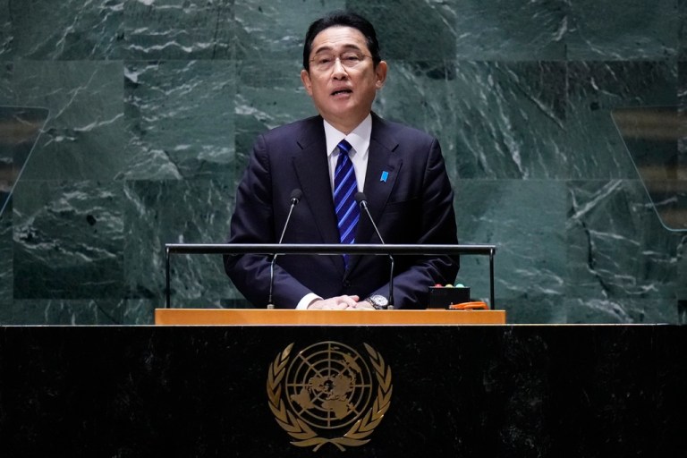 Japan’s prime minister tells UN he wants meeting with Kim Jong Un ‘without any conditions’