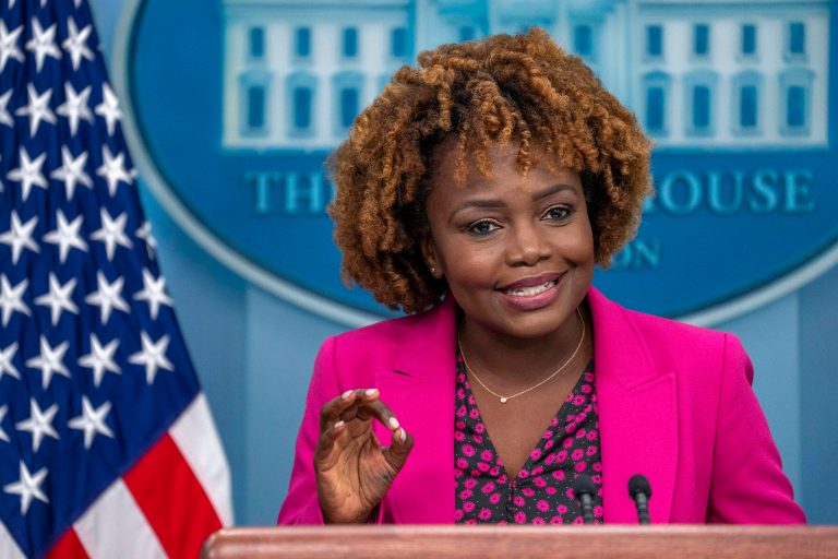 White House press secretary Karine Jean-Pierre speaks during a news conference in the briefing room of the White House on Friday, Sept. 22, 2023,