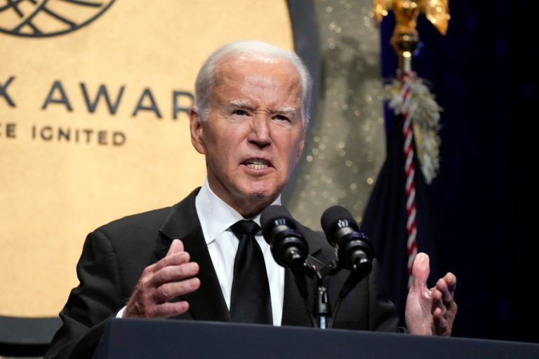 President Joe Biden speaks at the Congressional Black Caucus's 2023 Phoenix Awards Dinner on Saturday, Sept. 23, 2023, in Washington.