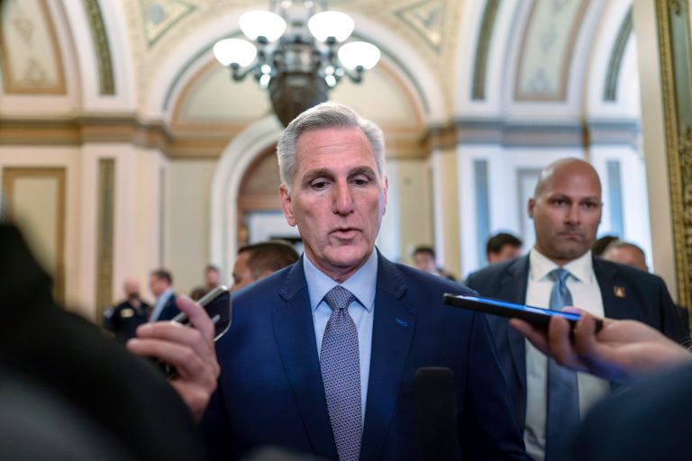 FILE - Speaker of the House Kevin McCarthy (R-CA) leaves the chamber at the Capitol in Washington, Sept. 19, 2023. 