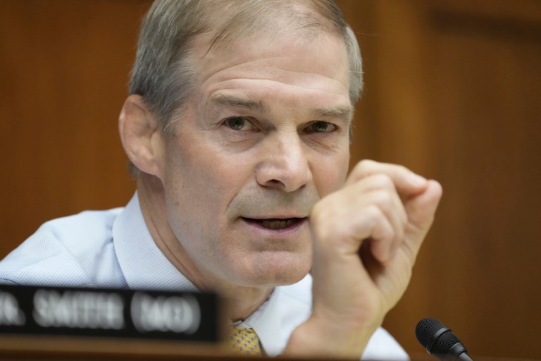 Rep. Jim Jordan (R-OH) speaks during the House Oversight Committee impeachment inquiry hearing into President Joe Biden, Thursday, Sept. 28, 2023.