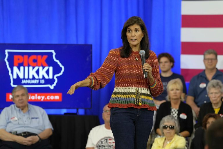 Republican presidential hopeful and former South Carolina Gov. Nikki Haley speaks at a campaign event on Saturday, Sept. 30, 2023, in Clive, Iowa. Haley is hoping to get a bump in support after this week's second GOP candidate debate.