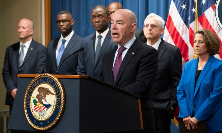 Homeland Security Alejandro Mayorkas, with Deputy Secretary of Treasury Adewale 