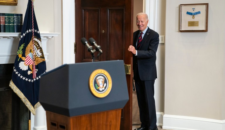 Biden bystander as House speakership battle rages across Pennsylvania Avenue