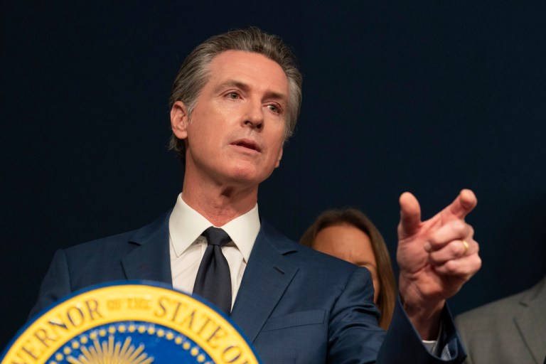 Gov. Gavin Newsom (D-CA) answers questions during a news conference in Sacramento, Calif., Sept, 26, 2023.