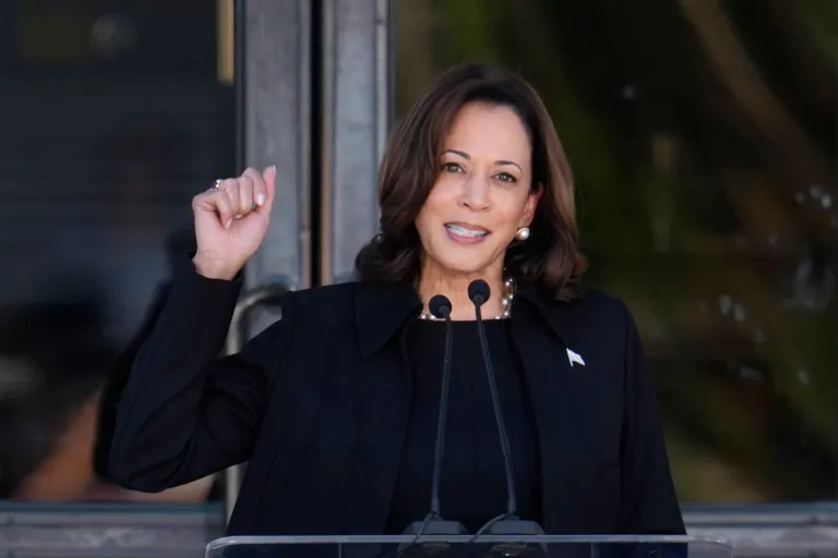 Vice President Kamala Harris speaks during a memorial service for the late Sen. Dianne Feinstein, Thursday, Oct. 5, 2023, in San Francisco.