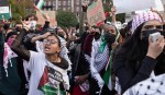 Palestinian supporters gather for a protest at Columbia University, Thursday, Oct. 12, 2023, in New York.