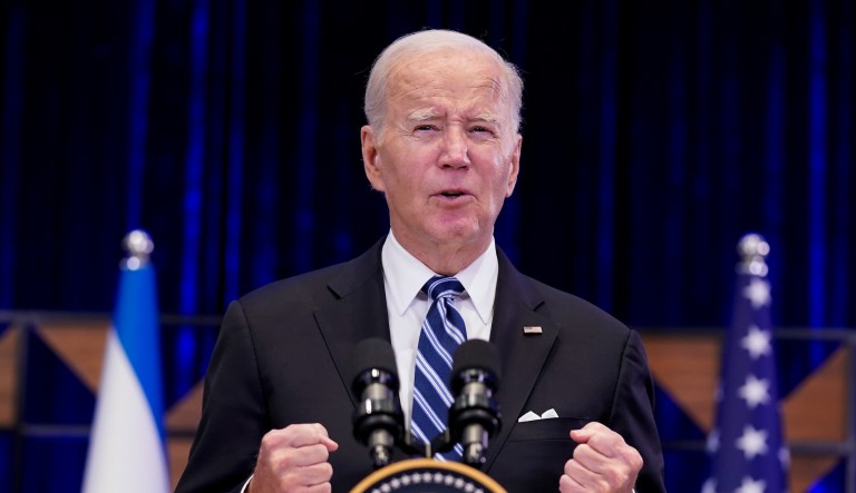 President Joe Biden delivers remarks on the war between Israel and Hamas after meeting Israeli Prime Minister Benjamin Netanyahu, Wednesday, Oct. 18, 2023, in Tel Aviv. 