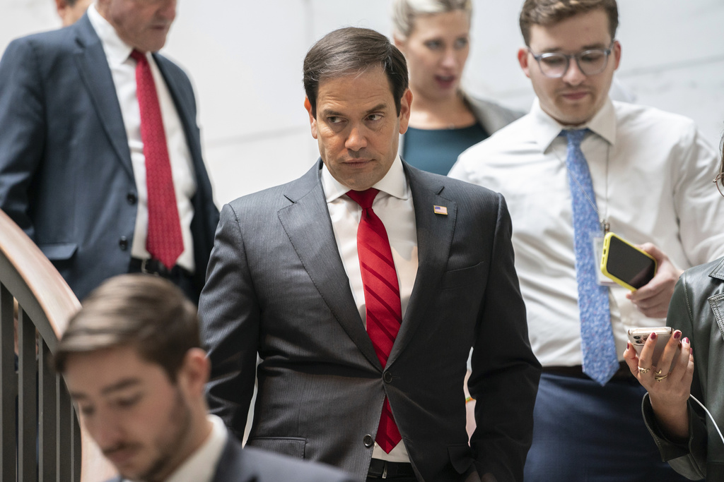 Sen. Marco Rubio (R-FL) arrives for a classified briefing for senators on Israel and Gaza at the Capitol in Washington on Oct. 18, 2023. 