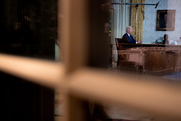 President Joe Biden speaks from the Oval Office of the White House, Thursday, Oct. 19, 2023, in Washington, about the war in Israel and Ukraine. 