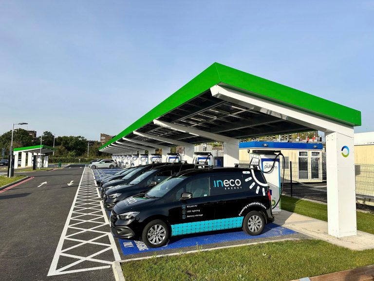 In this image released on Friday, October, 20, 2023, LONGi-modules on NEC Gigahub. (LONGi Green Energy Technology Co., Ltd/News Aktuell via AP Images)