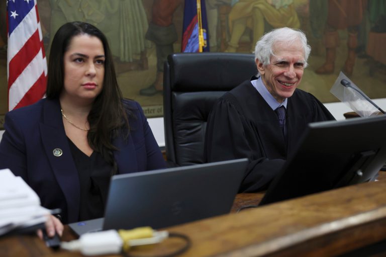 Judge Arthur F. Engoron presides over former President Donald Trump's civil business fraud trial at the New York Supreme Court, Tuesday, Oct. 24, 2023.