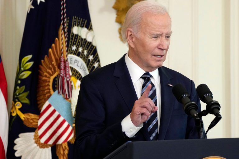 President Joe Biden speaks in the East Room of the White House, Tuesday, Oct. 24, 2023, in Washington, where he will award the National Medal of Science and the National Medal of Technology and Innovation.