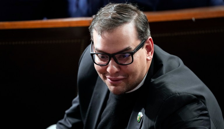 Rep. George Santos (R-NY) is seen at the Capitol in Washington, Wednesday, Oct. 25, 2023. 