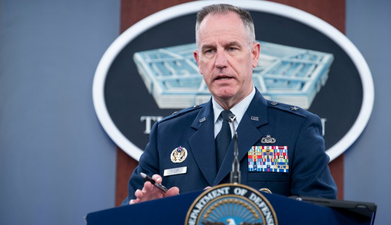 Pentagon spokesman Air Force Brig. Gen. Patrick Ryder speaks at the Pentagon on Thursday, Oct. 26, 2023 in Washington.